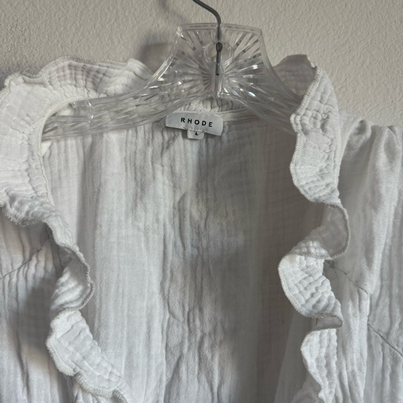 RHODE RESORT Jagger Ruffle-Trimmed Wrap Dress Cotton Gauze Size Large - Picture 4 of 13